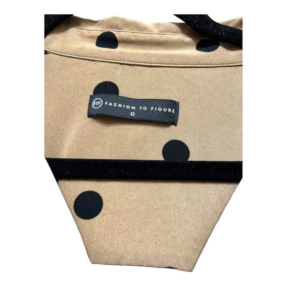 Fashion To Figure Taupe Tan with Black Polka Dots Button Down Shirt Dress 0 XL - Picture 6 of 7